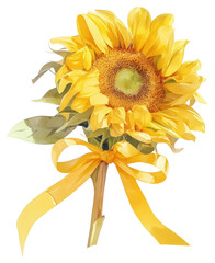 Poster - PNG Vibrant sunflower with yellow ribbon