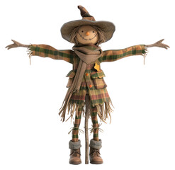 Canvas Print - PNG Charming autumn scarecrow illustration