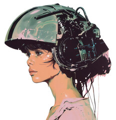 Poster - PNG Futuristic woman wearing cyber helmet