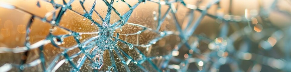 Sticker - Close-up of broken glass in a window