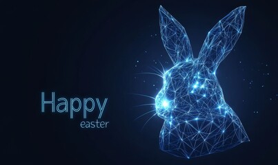 Wall Mural - Easter bunny with abstract blue rabbit head. Low poly style design.