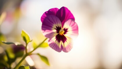 Poster - Delicate Purple Pansy Flower in Soft Light.