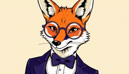 Sticker - Fox in a Suit and Glasses.