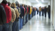 © ChristacilinCreative - Long line voting booth location hospital clinic hallway waiting