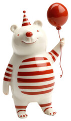 Sticker - PNG Striped bear holding red balloon