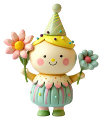 Poster - PNG Cute colorful flower doll