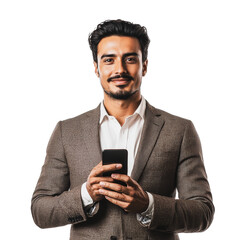 PNG Man with smartphone on white background