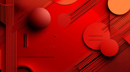 Fototapete - Bold red backdrop with stylish and innovative graphics.