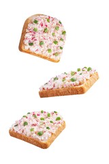 Wall Mural - Radish butter sandwich n a white isolated background