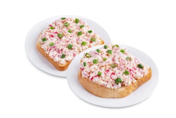 Radish butter sandwich n a white isolated background