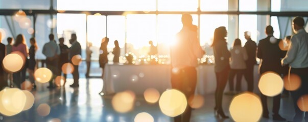 Silhouettes of People at a Networking Event