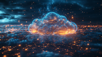 Poster - move your files and data securely using cloud technology. share information easily online with moder