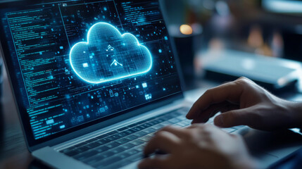 Poster - move your files and data securely using cloud technology. share information easily online with moder