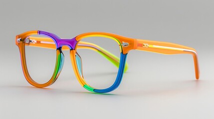 Wall Mural - Colorful Eyeglasses on a Grey Background