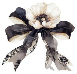 Poster - PNG  Elegant floral ribbon illustration