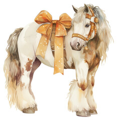 Canvas Print - PNG  Charming horse with decorative bow