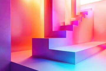 Poster - A colorful staircase in a bright and cheerful room