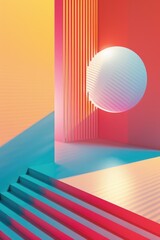 Aufkleber - A close-up view of an abstract painting featuring a sphere in a room