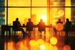 © Avve Diana  - An energetic sunset and cityscape in the background symbolize collaboration and represent business professionals in a meeting.