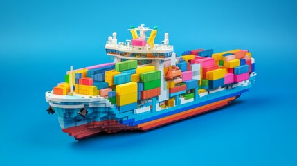 In international waters, this sturdy cargo ship carries vast quantities of goods, merchandise, and copy space for global trade