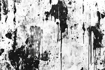 Aufkleber - Black and white photo of paint dripping down a wall, ideal for use in designs about art, creativity, or urban decay