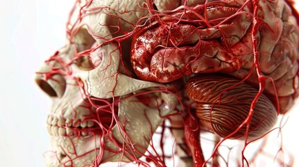 Aufkleber - A close-up view of a human head with a brain and a snail, possibly for medical or educational purposes