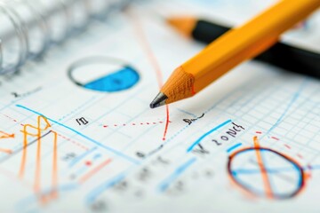 Poster - A close-up shot of a pencil lying on a sheet of paper, ready for writing or drawing