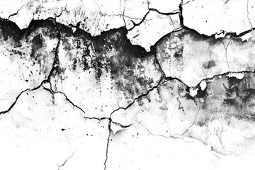 Poster - A close-up shot of a cracked concrete wall in black and white