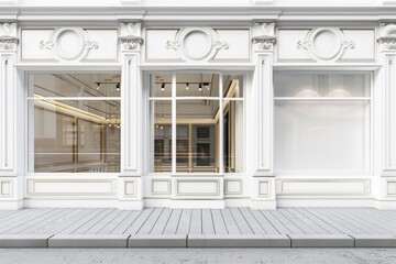 Aufkleber - A white storefront with a large window