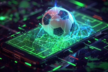 Wall Mural - Soccer Ball on Phone Screen