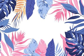 Poster - A lush green background featuring tropical leaves and flowers