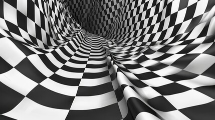 Poster - A close-up view of a checkered pattern in black and white