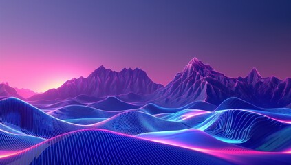 Sticker - Neon Mountain Landscape