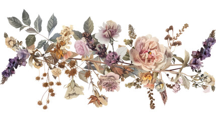 Sticker - PNG Elegant vintage floral illustration