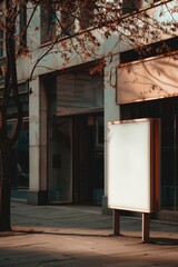 Poster - A white sign sitting on the side of a street with clear text and arrows