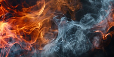 Poster - An artistic blend of vibrant, captivating flames and elegantly swirling smoke, symbolizing energy and transformation