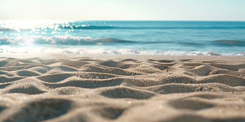 Poster - Waves crash on a sandy beach, perfect for ocean views or coastal scenes