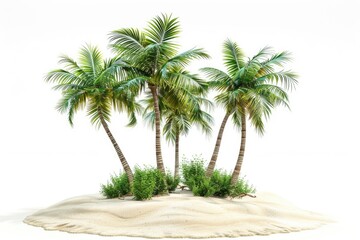 Poster - A small tropical island with three palm trees growing out of the center, perfect for a tranquil getaway