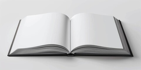 Poster - A single open book lying on a white surface, ideal for education or research purposes