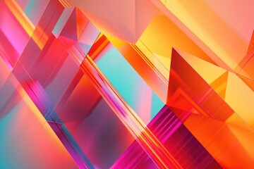 Poster - Abstract representation of a colorful building, great for backgrounds or conceptual designs