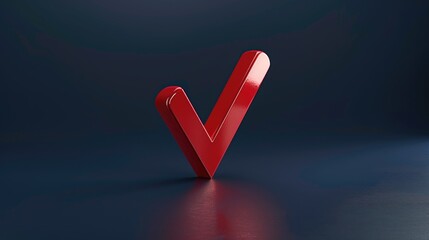 Poster - A red v-shaped object sits on a dark, mysterious surface