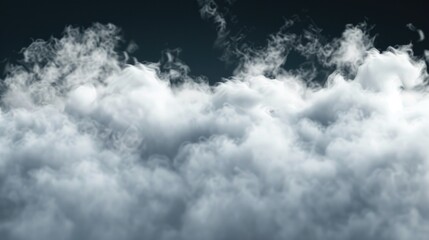 Poster - A plane flying through white clouds on a clear blue sky