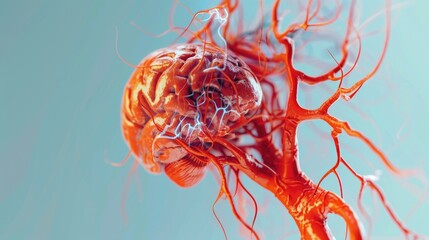Poster - A detailed image of a human brain attached to a tree, suitable for medical or educational purposes