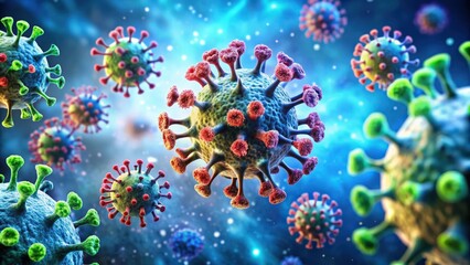 Aufkleber - Antibodies fighting against the movement of a virus within a cell, antibodies, virus, cell, movement, immune system