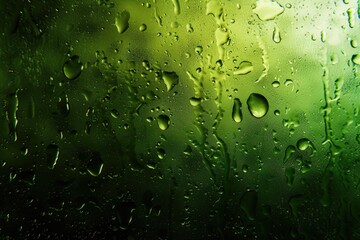 Poster - Close-up view of water droplets on a window, great for use in backgrounds or as a unique texture element