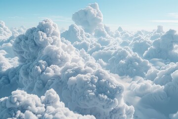 Aufkleber - A collection of fluffy clouds floating in the blue sky, great for backgrounds and atmospheric scenes
