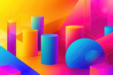 Aufkleber - A vibrant arrangement of variously colored shapes on a bright, textured surface