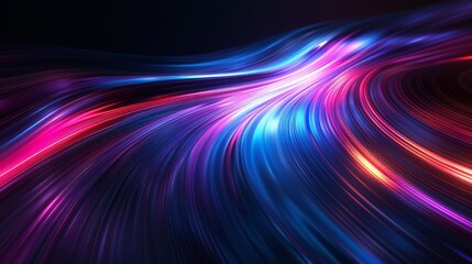 Poster - Colorful abstract light trails flow across a dark background at night
