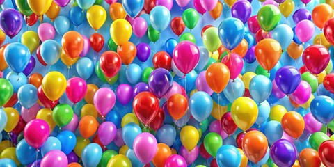 Aufkleber - Colorful seamless pattern with flying party balloons on background, balloons, celebration, festive, colorful, vibrant