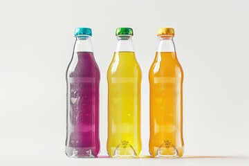 Poster - Three soda bottles on a clean white surface, perfect for product photography or advertisement